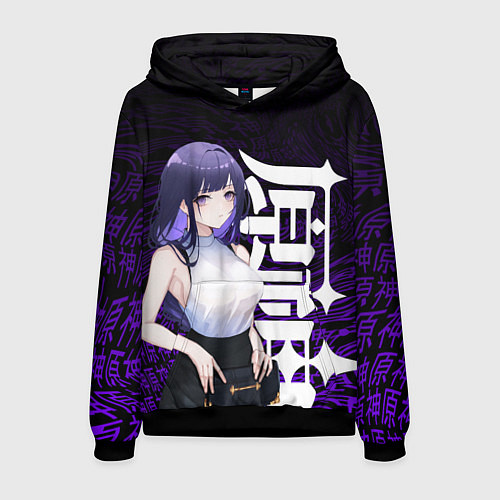 Мужская толстовка Геншин импакт: Райдэн в современности / 3D-Черный – фото 1
