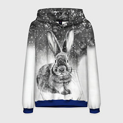 Толстовка-худи мужская Кролик на снегу, цвет: 3D-синий
