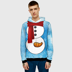 Толстовка-худи мужская Снеговик затейник, цвет: 3D-черный — фото 2