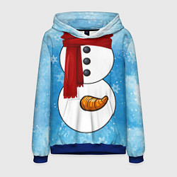 Толстовка-худи мужская Снеговик затейник, цвет: 3D-синий