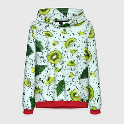 Толстовка-худи мужская Киви мята ментол - акварель, цвет: 3D-красный