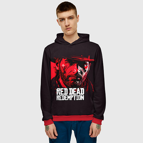 Мужская толстовка Артур Морган, портрет / 3D-Красный – фото 3