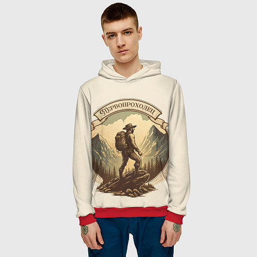 Мужская толстовка Первопроходец в винтажном стиле / 3D-Красный – фото 3