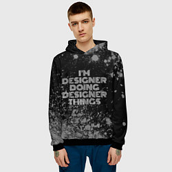 Толстовка-худи мужская Im designer doing designer things: на темном, цвет: 3D-черный — фото 2