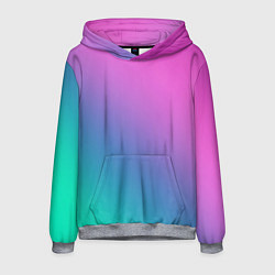 Толстовка-худи мужская Розовый с бирюзовым и синим градиент, цвет: 3D-меланж