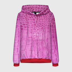 Толстовка-худи мужская Кожа - текстура - pink, цвет: 3D-красный