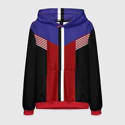 Толстовка-худи мужская Белые полосы на красном, цвет: 3D-красный