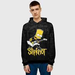 Толстовка-худи мужская Slipknot Барт Симпсон рокер логотипы, цвет: 3D-черный — фото 2