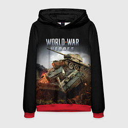 Толстовка-худи мужская World War Heroes логотип и танки, цвет: 3D-красный