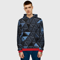 Толстовка-худи мужская Серые треугольники, цвет: 3D-красный — фото 2