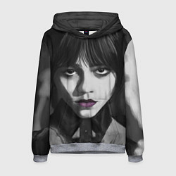 Толстовка-худи мужская Уэнсдэй: рисунок, цвет: 3D-меланж