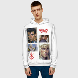 Толстовка-худи мужская Оуэн Уилсон и Бен Стиллер в аниме Берсерк, цвет: 3D-белый — фото 2