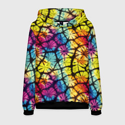 Толстовка-худи мужская Радужный тай-дай, цвет: 3D-черный