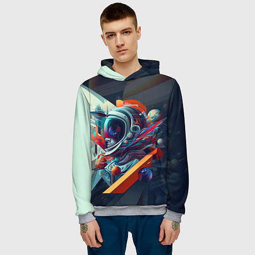 Мужская толстовка Космос в стиле кубизма / 3D-Меланж – фото 3