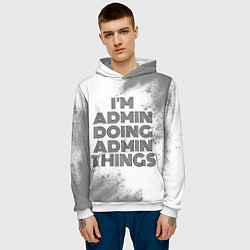 Толстовка-худи мужская Im doing admin things: на светлом, цвет: 3D-белый — фото 2