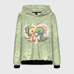 Толстовка-худи мужская Мистер Влюбленный динозавр, цвет: 3D-черный