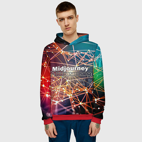 Мужская толстовка Midjourney neuronet / 3D-Красный – фото 3