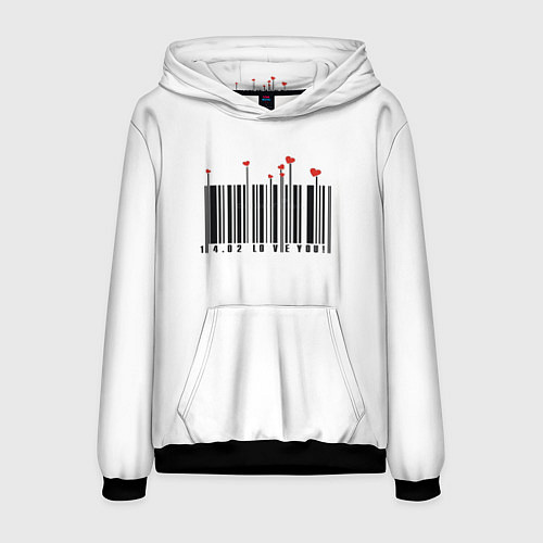 Мужская толстовка Barcode love you / 3D-Черный – фото 1