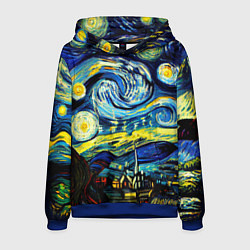 Толстовка-худи мужская Винсент ван Гог, звездная ночь, цвет: 3D-синий