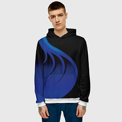 Толстовка-худи мужская Синие щупальца на чёрном, цвет: 3D-белый — фото 2