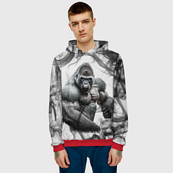 Толстовка-худи мужская Накаченная горилла, цвет: 3D-красный — фото 2