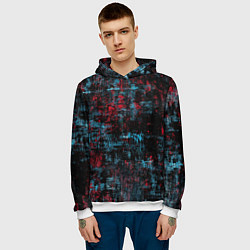 Толстовка-худи мужская Абстракт красного, голубого и чёного, цвет: 3D-белый — фото 2