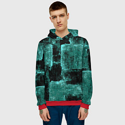 Толстовка-худи мужская Зелёный абстракт, цвет: 3D-красный — фото 2