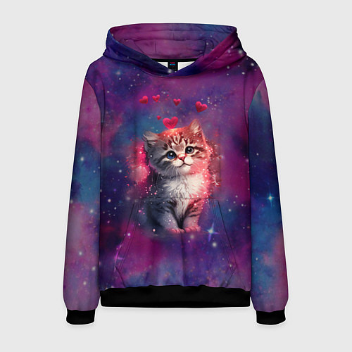 Мужская толстовка Космически котенок / 3D-Черный – фото 1