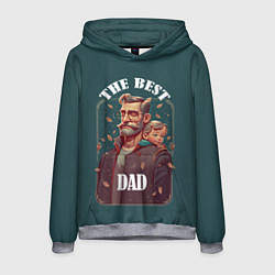 Толстовка-худи мужская Лучший папа с ребенком, цвет: 3D-меланж