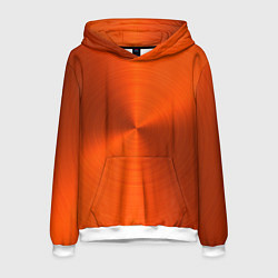 Толстовка-худи мужская Оранжевый волнообразный дисковый узор, цвет: 3D-белый