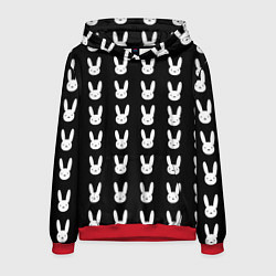 Толстовка-худи мужская Bunny pattern black, цвет: 3D-красный