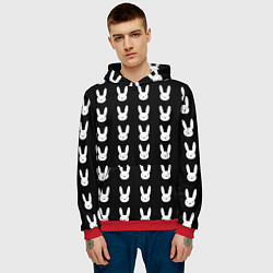 Толстовка-худи мужская Bunny pattern black, цвет: 3D-красный — фото 2