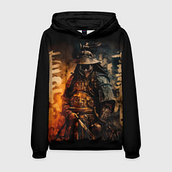 Толстовка-худи мужская Самурай в тумане, цвет: 3D-черный