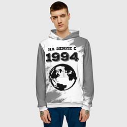 Толстовка-худи мужская На Земле с 1994: краска на светлом, цвет: 3D-белый — фото 2