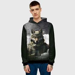 Толстовка-худи мужская Волк в форме, цвет: 3D-черный — фото 2