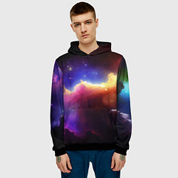 Толстовка-худи мужская Столкновение галактик, цвет: 3D-черный — фото 2
