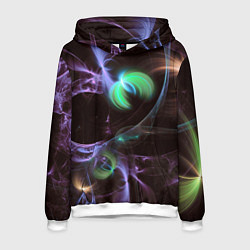 Толстовка-худи мужская Магические фиолетовые волны и цветные космические, цвет: 3D-белый