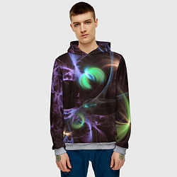 Толстовка-худи мужская Магические фиолетовые волны и цветные космические, цвет: 3D-меланж — фото 2