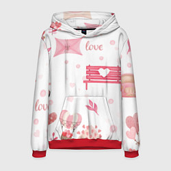 Толстовка-худи мужская Нежная любовь, цвет: 3D-красный
