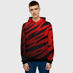 Толстовка-худи мужская Красный градиент - языки пламени, цвет: 3D-черный — фото 2