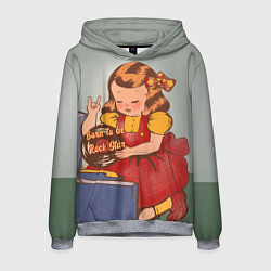 Толстовка-худи мужская Девочка с виниловой пластинкой - рождена быть звез, цвет: 3D-меланж