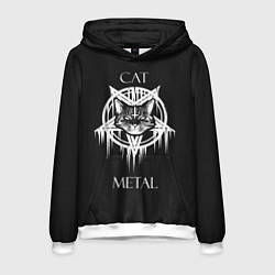 Толстовка-худи мужская Cat metal, цвет: 3D-белый