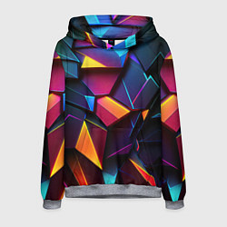 Толстовка-худи мужская Неоновые абстрактные плиты, цвет: 3D-меланж