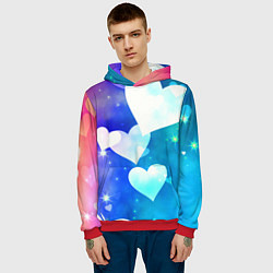 Толстовка-худи мужская Dreamy Hearts Multicolor, цвет: 3D-красный — фото 2