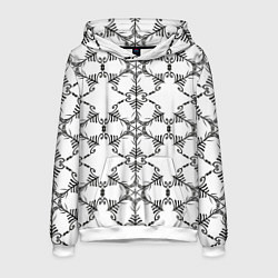 Толстовка-худи мужская Линии, круговой орнамент, цвет: 3D-белый