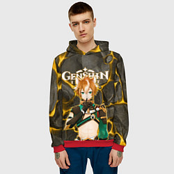 Толстовка-худи мужская Горо на фоне монолита камня, цвет: 3D-красный — фото 2