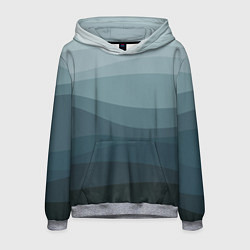 Толстовка-худи мужская Бирюзовые волны, цвет: 3D-меланж