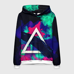Толстовка-худи мужская Треугольник в разноцветном дыму, цвет: 3D-белый