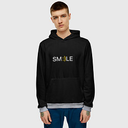 Толстовка-худи мужская Надпись smile, цвет: 3D-меланж — фото 2