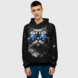Толстовка-худи мужская Кот видит млечный путь, цвет: 3D-черный — фото 2